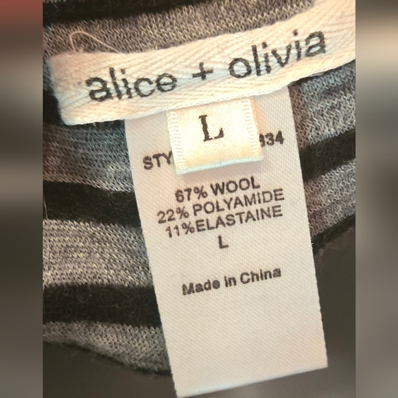 Alice + Olivia Black & Gray Striped Mini Dress SzL - Picture 7 of 7